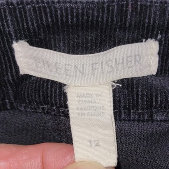 Eileen Fisher Cotton Stretch Corduroy Straight Pant Black Women's Size 12 - Picture 8 of 10